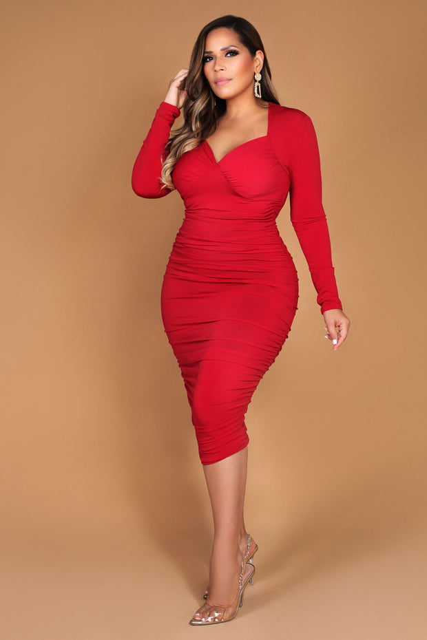 Simona Ruched Midi Dress - MY SEXY STYLES