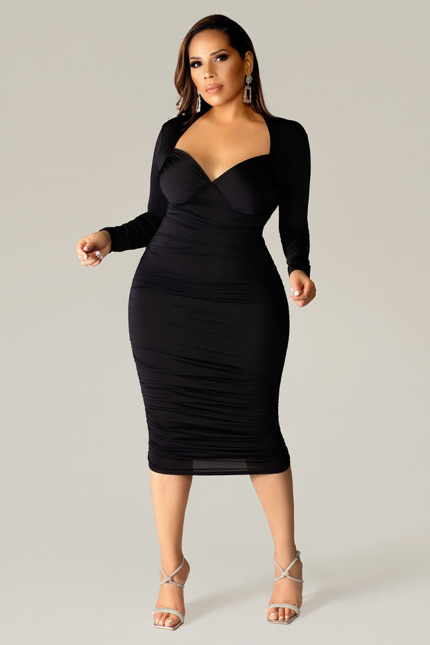 Simona Ruched Midi Dress - MY SEXY STYLES