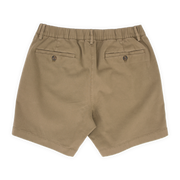 Stretch Chino Short 5.5" in Desert back with elastic waistband, belt loops, and two buttoned welt pockets