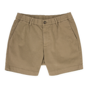 Stretch Chino Short 5.5" in Desert front with elastic waistband, belt loops, buttoned fly, and two slant pockets