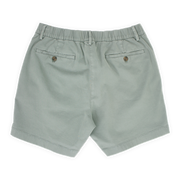 Stretch Chino Short 5.5" in Grey back with elastic waistband, belt loops, and two buttoned welt pockets
