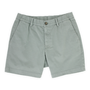 Stretch Chino Short 5.5" in Grey front with elastic waistband, belt loops, buttoned fly, and two slant pockets
