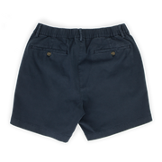 Stretch Chino Short 5.5" in Navy back with elastic waistband, belt loops, and two buttoned welt pockets