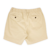 Stretch Chino Short 5.5" in Sand Dune back with elastic waistband, belt loops, and two buttoned welt pockets