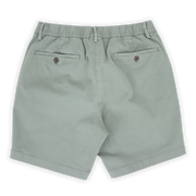 Stretch Chino Short 7" in Grey back with elastic waistband, belt loops, and two buttoned welt pockets