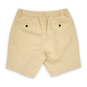 Stretch Chino Short 7" in Sand Dune back with elastic waistband, belt loops, and two buttoned welt pockets