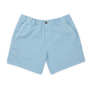 Stretch Short 5.5" Coastal front with elastic waistband, belt loops, zipper fly, faux horn button, and two inseam pockets