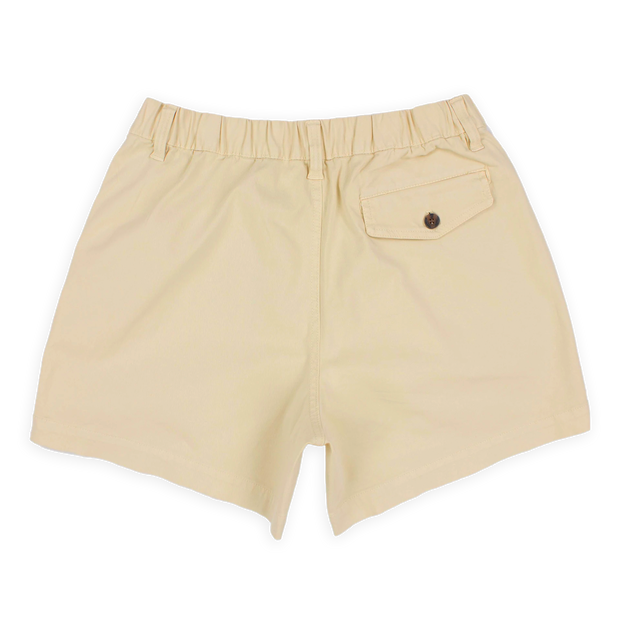 Stretch Short 5.5" Sand Dune back with elastic waistband, belt loops, and right buttoned back pocket