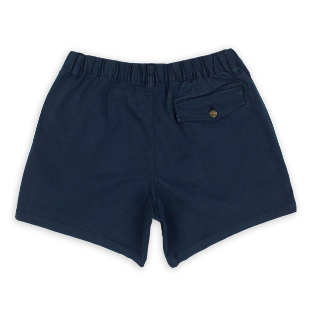 Stretch Short 5.5" Victory Navy back with elastic waistband, belt loops, and right buttoned back pocket