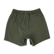 Stretch Swim 5.5" in Military Green back with elastic waistband and back right zippered pocket