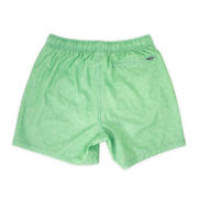 Stretch Swim 5.5" back in Seafoam green pattern with slightly darker small green dots with an elastic waistband and back right zippered pocket