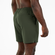 Stretch Swim Solid 7" Military Green back on model