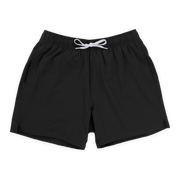 Stretch Swim 5.5" in Black front with elastic waistband, white drawstring, and two inseam pockets