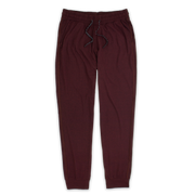 Tech Jogger Maroon with elastic waistband, two front pockets, and flat black and white drawstring