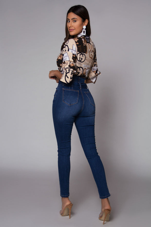 Tiana High Waisted Belted Skinny Jeans - MY SEXY STYLES