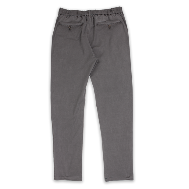 Volley Pant Charcoal back with elastic waistband, belt loops, and two rear buttoned pockets
