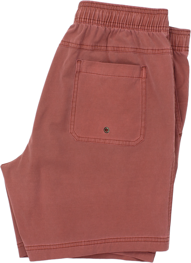 Volley Short 7" Burgundy folded with back right patch pocket