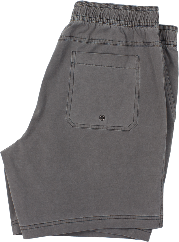 Volley Short Charcoal 7" folded with back right patch pocket