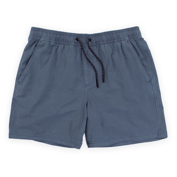 Volley Short 5.5" Navy Front with elastic waistband and black and white drawstring