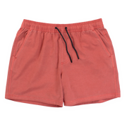 Volley Short 5.5" Pink front with elastic waistband, black and white drawstring with rubberized tips, faux fly, and two front pockets