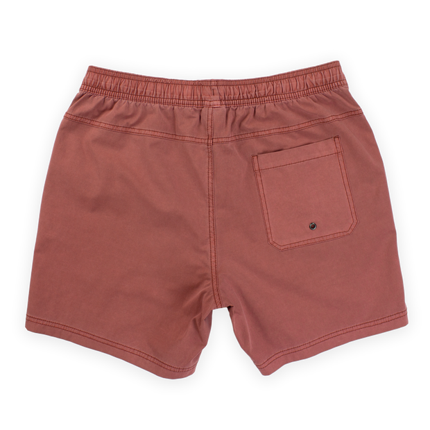 Volley Short 5.5" Burgundy Back with elastic waistband and back right patch pocket