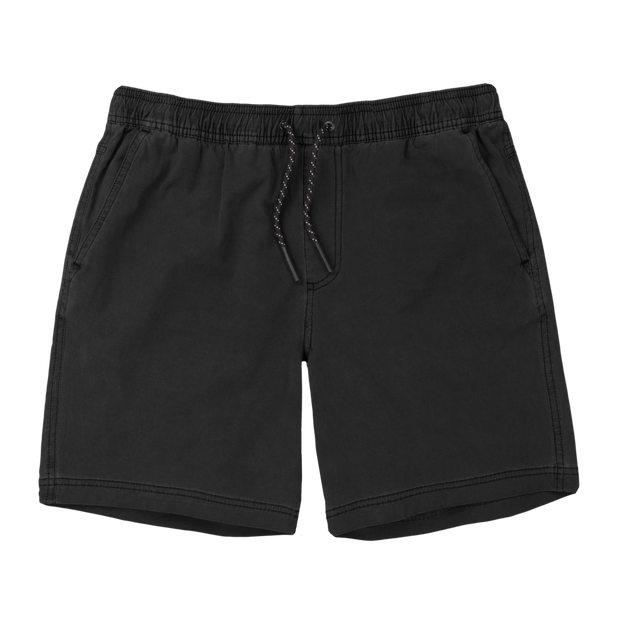 Volley Short 7" Black Front with elastic waistband and black and white drawstring