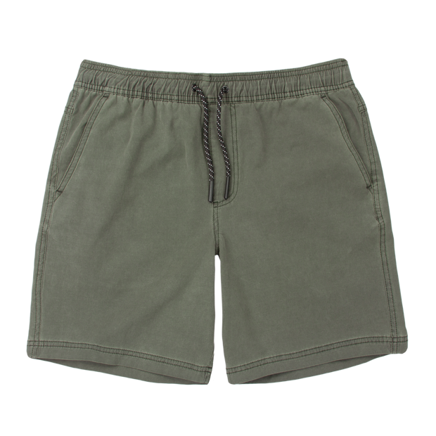 Volley Short 7" Green Front with elastic waistband and black and white drawstring