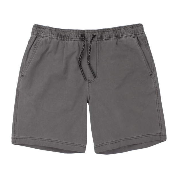 Volley Short 7" Charcoal Front with elastic waistband and black and white drawstring