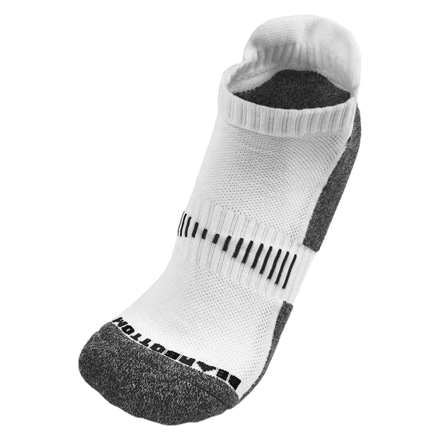 Performance Ankle Sock White with arch support and grey padding in heel and toe