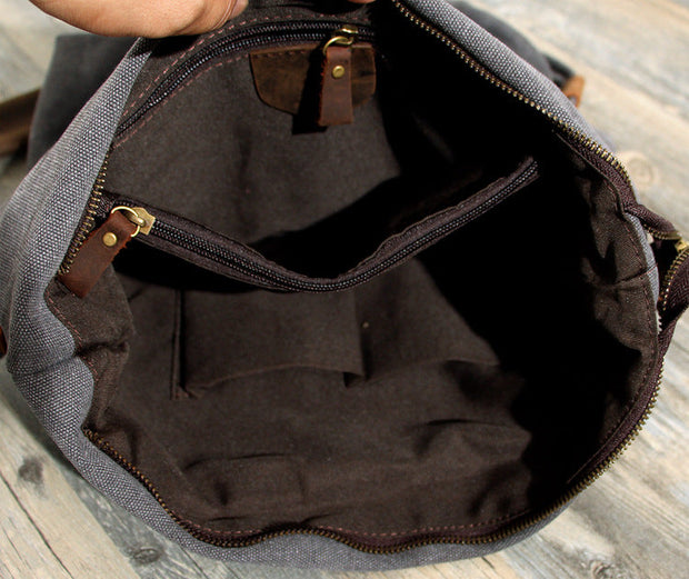 Women Canvas And Leather Crossbody Bag