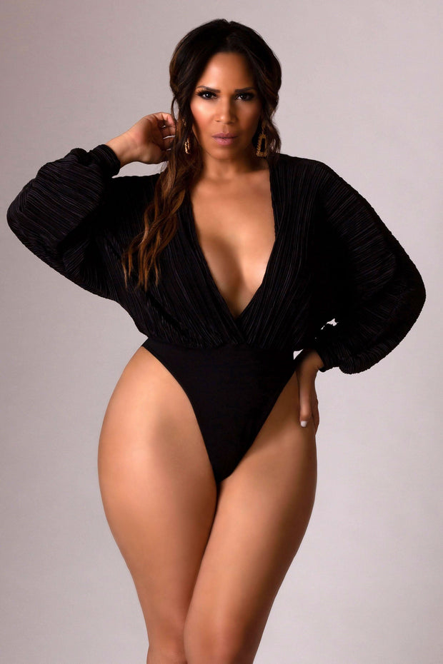 Addison Long Sleeves Pleated Bodysuit - MY SEXY STYLES