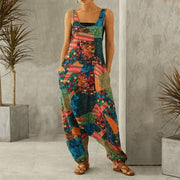 Women Fashion Summer Harem Overall Vintage Sleeveless Straps Jumpsuit