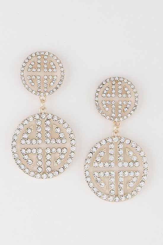 Rhinestone Greek Key Earrings - MY SEXY STYLES