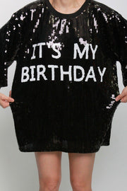 It's My Birthday Sequins T-Shirt Dress - MY SEXY STYLES