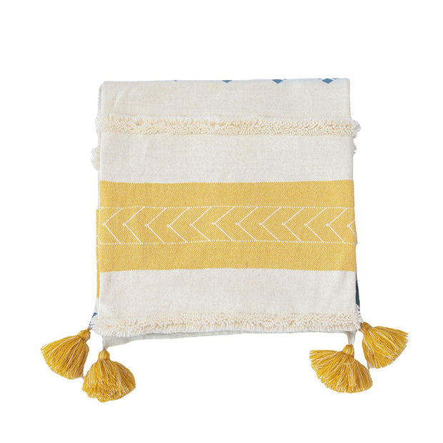Tassel Casual Four Seasons 100% Cotton Sofa Nap Blanket