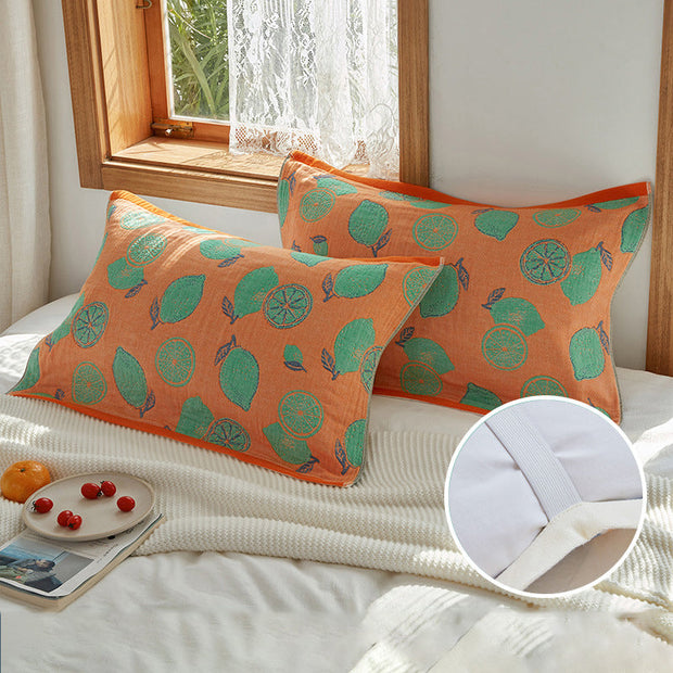 Cotton Gauze Breathable 100% Cotton Sofa Throw Floral Pillowcase