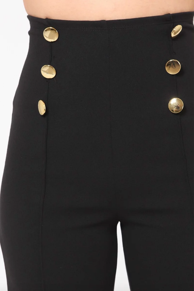 Diana High Waist Pants W/ Gold Button Details - MY SEXY STYLES
