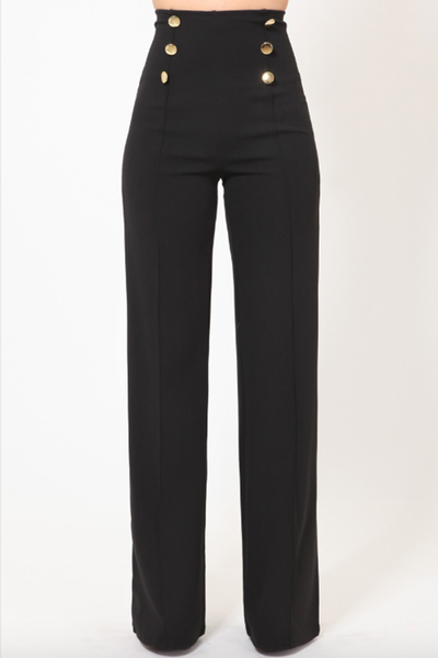 Diana High Waist Pants W/ Gold Button Details - MY SEXY STYLES