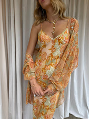 Floral Lace Print Slip Dress