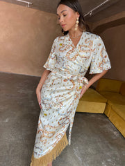 Ivory Snake Ceryes Dress with Gold foil