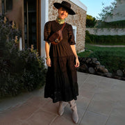 Black Broderie Smock Dress