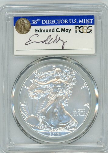 2017-W Burn ASE SP70 PCGS FDOI 225th Anniv US Mnt DC Moy blue label