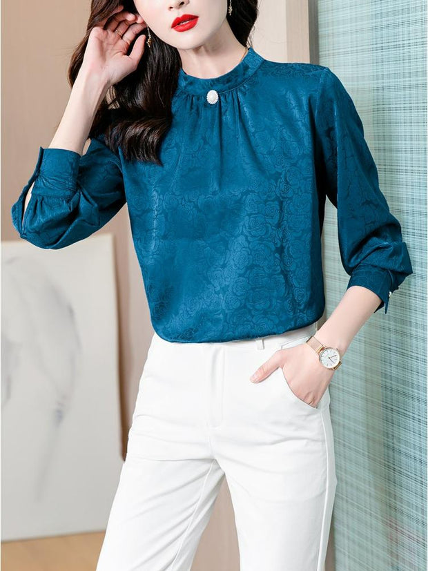Stand Collar Long Sleeve Blouse