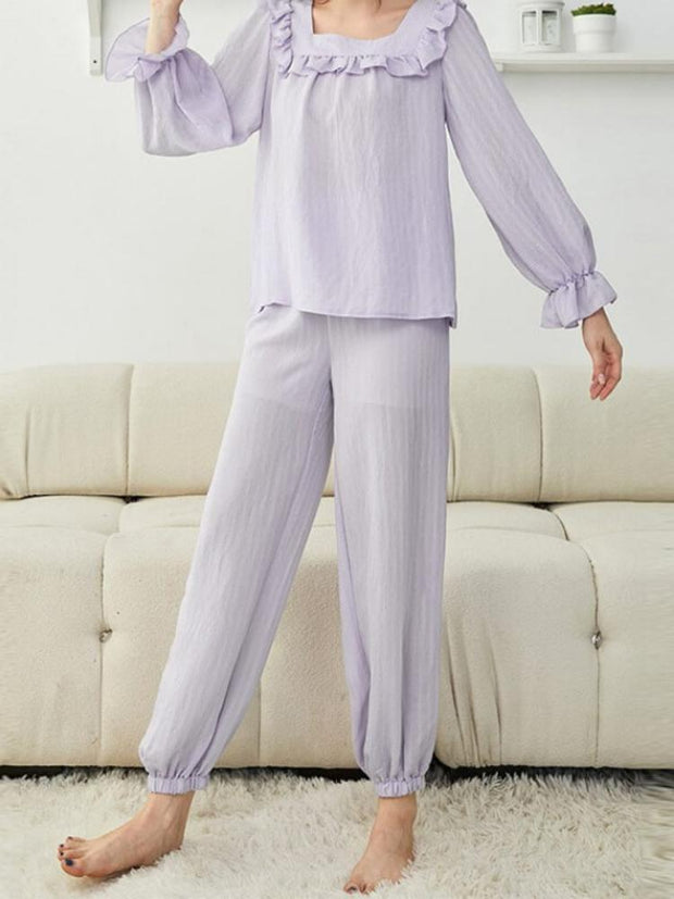 Women's Flounced Long Sleeved Home Suit