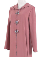 Hand Sewn Diamond Hooded Robe Abaya