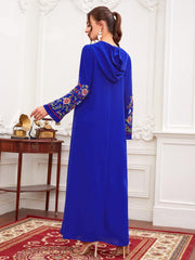 Women's Floral Embroidered Hoodie Abaya Dress