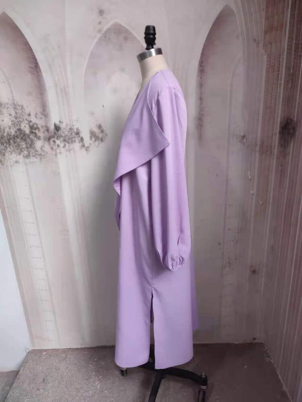 Purple Solid Cape Coat (including Headscarf)