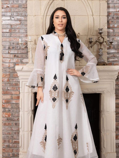 Women's Embroidered  Flared Sleeve Jalabiya Dress
