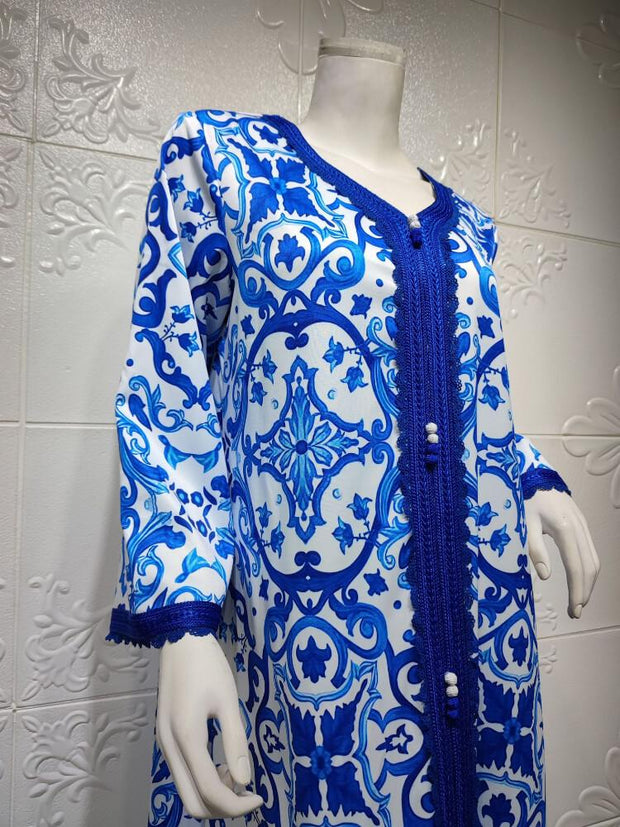 Women's Printed Robe Jalabiya Dress