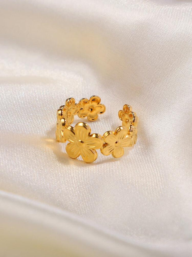 18K Gold Flower Open Ring